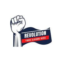 Revolution illustration for poster design. Clenched fist hand vector silhouette.