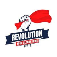 Revolution illustration for poster design. Clenched fist hand vector silhouette.