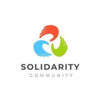 people care and solidarity logo design. Hand care logo vector