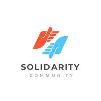 people care and solidarity logo design. Hand care logo vector