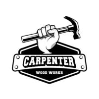 diseño de logotipo de carpintero en estilo rústico retro vintage. diseño de logotipo de manitas vector