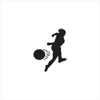 fútbol, fútbol, silueta, vector, diseño, illustration.young, hombre jugar, fútbol, en, aislado, plano de fondo vector