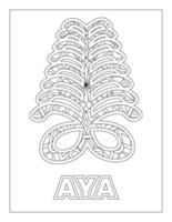 African Adinkra Symbols Coloring Page Aya vector