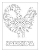 African Adinkra Symbols Coloring Page Sankofe vector