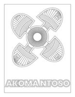 African Adinkra Symbols Coloring Page Akoma Ntoso vector