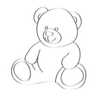 oso de peluche de juguete, ilustración de vector de contorno simple