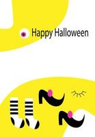 Vector cute Halloween card. Witch hat and shoes.  Doodle collection with holiday decorations. Funny Pink Halloween greeting card.