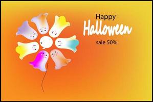cartel de halloween vectorial con abucheo lindo, ilustración vectorial de dibujos animados planos vector
