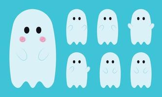 Cute Halloween Ghost Icon clipart Vector in Simple Animated Cartoon