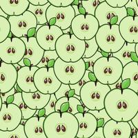 Seamless fruit pattern apple slices. vector