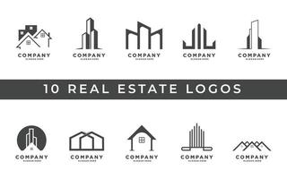 plantilla de conjunto de diseño de logotipo de bienes raíces vector