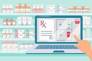formulario rx para compra en línea de medicamentos en farmacia. venta de medicamentos recetados en línea. vector
