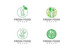 Fresh food or green food logo collection vector