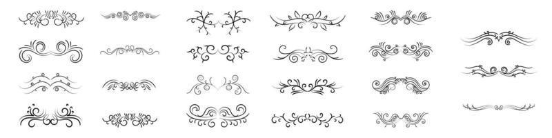 Set of text delimiters, Collection of arabesque, calligraphic decorative set,  Vintage Decorations, calligraphic Ornaments, dividers, borders, frames, Vector isolated illustration, and Design elements