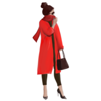 garota de casaco com um lenço na rua png