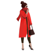 girl in a coat with a scarf on the street png