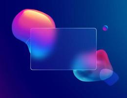 Glass morphism credit card template. Plastic rectangle of transparent plastic with blur effect. Liquid shapes morphism abstract art. vector