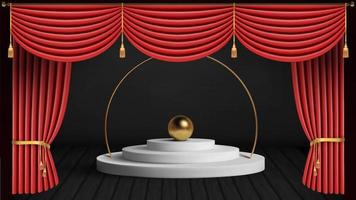 escenario de teatro con cortina roja cortina roja y suelo de madera. ilustración vectorial vector