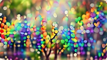 uso de fondo de textura de bokeh de arco iris abstracto para diseño gráfico naturaleza cumpleaños festival ilustración foto