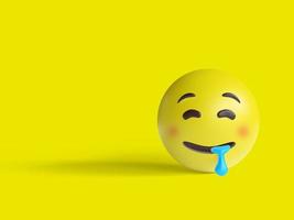 Ilustración 3d, emoji de cara babeante foto