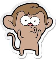 sticker of a cartoon hooting monkey vector
