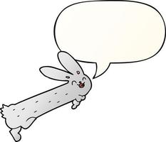 divertido conejo de dibujos animados y burbuja de habla en un estilo degradado suave vector