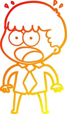 warm gradient line drawing cartoon shocked man in shirt and tie