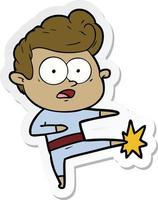 sticker of a cartoon staring man vector