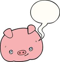 cartoon happy pig and speech bubble vector