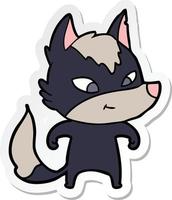 sticker of a friendly cartoon wolf vector