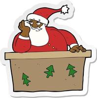 sticker of a cartoon bored santa claus vector