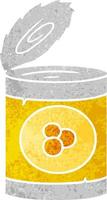 retro cartoon doodle of a can of peaches vector