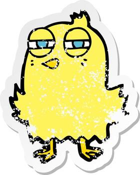 pegatina retro angustiada de un divertido pájaro de dibujos animados vector