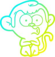 cold gradient line drawing cartoon hooting monkey vector