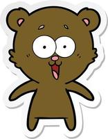 sticker of a laughing teddy  bear cartoon vector