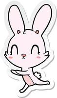 sticker of a cute cartoon rabbit vector