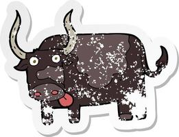 retro distressed sticker of a cartoon bull vector