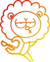 warm gradient line drawing cartoon running lion vector