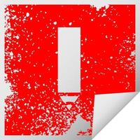 distressed square peeling sticker symbol red pencil vector