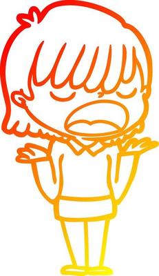 warm gradient line drawing cartoon woman talking loudly