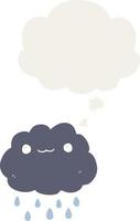 cartoon cloud and thought bubble in retro style vector