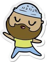 sticker of a cartoon man with beard vector