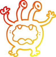 warm gradient line drawing cartoon monster vector