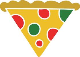 quirky hand drawn cartoon slice of pizza vector