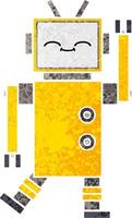 retro illustration style cartoon robot vector