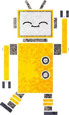 retro illustration style cartoon robot