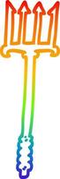 rainbow gradient line drawing cartoon trident vector