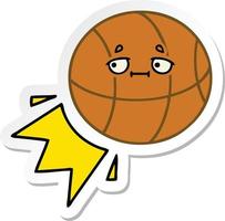 sticker of a cute cartoon basketball vector