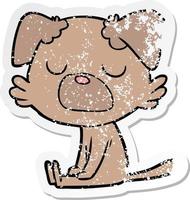 pegatina angustiada de un perro de dibujos animados vector