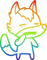 rainbow gradient line drawing unsure wolf showing teeth vector